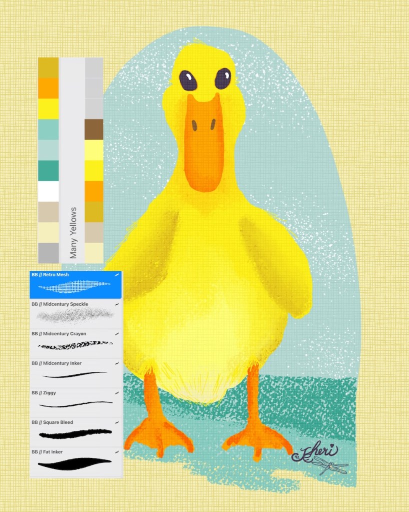 Fluffy Ducky by Sheri42 with palette and brushes used