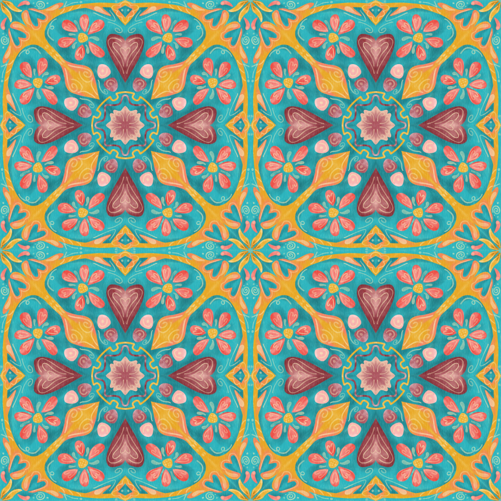 Watercolor Tile hearts arrow textured by Sheri42