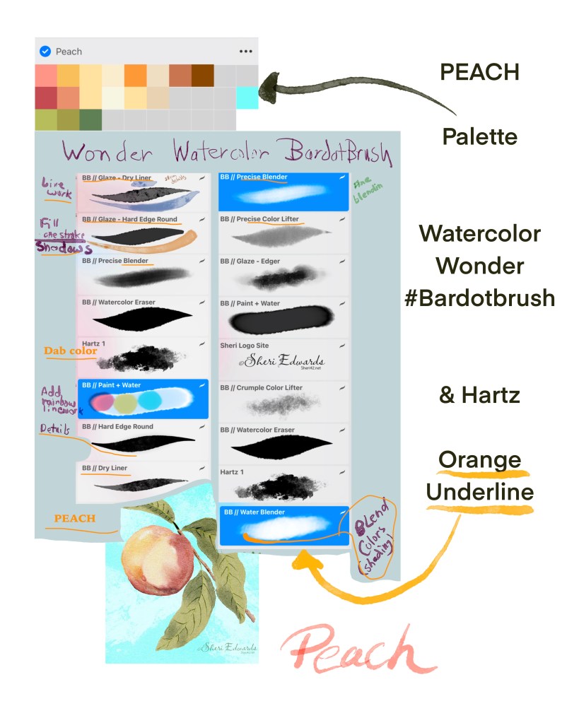 watercolor wonder brushes and palette for peach