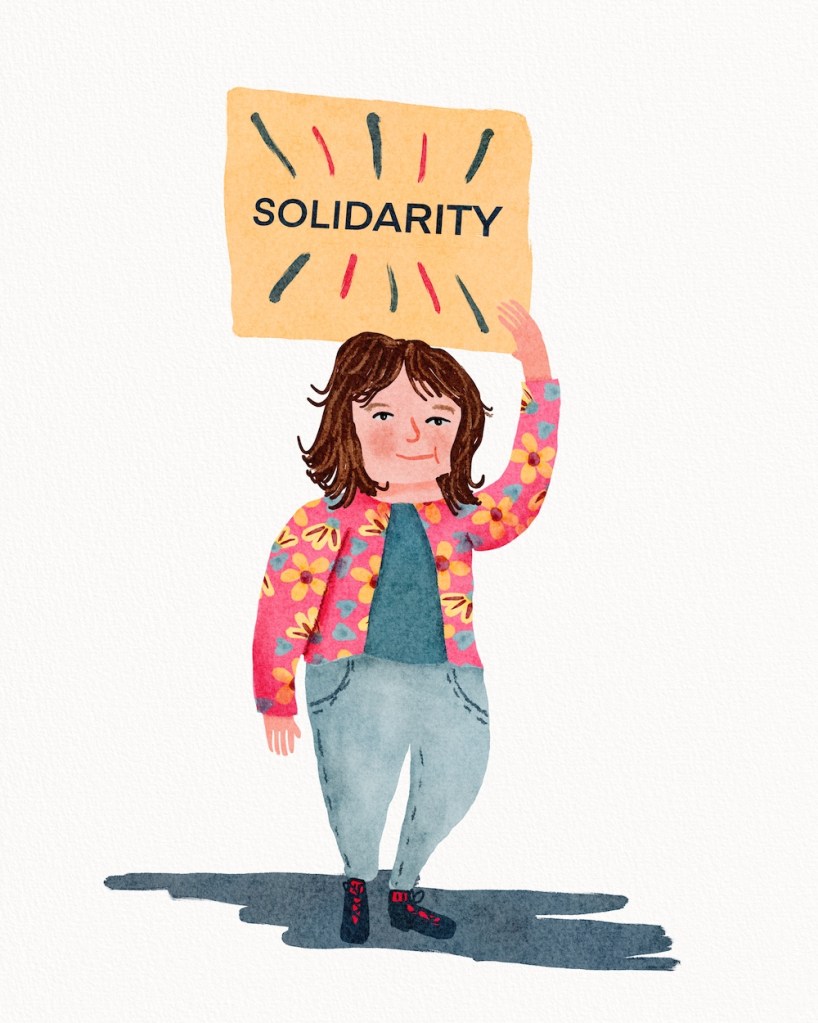 watercolor: solidarity: stand up for justice; Sheri42