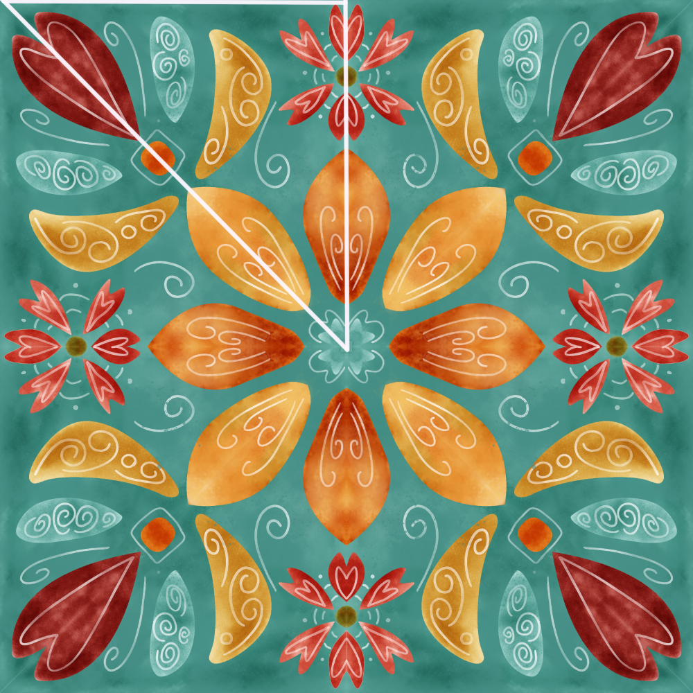 Inside the triangle is the pattern that will repeat throughout the larger square. Sheri42