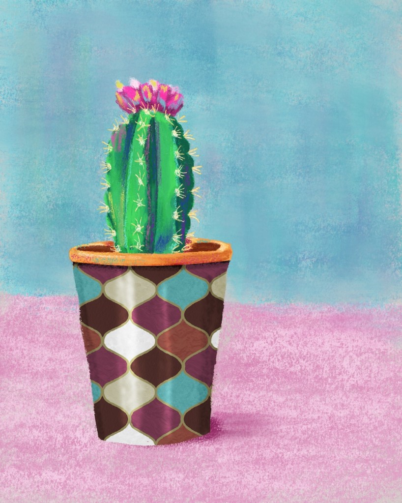 Cactus planter mockup with Stone Flow Shine by Sheri42