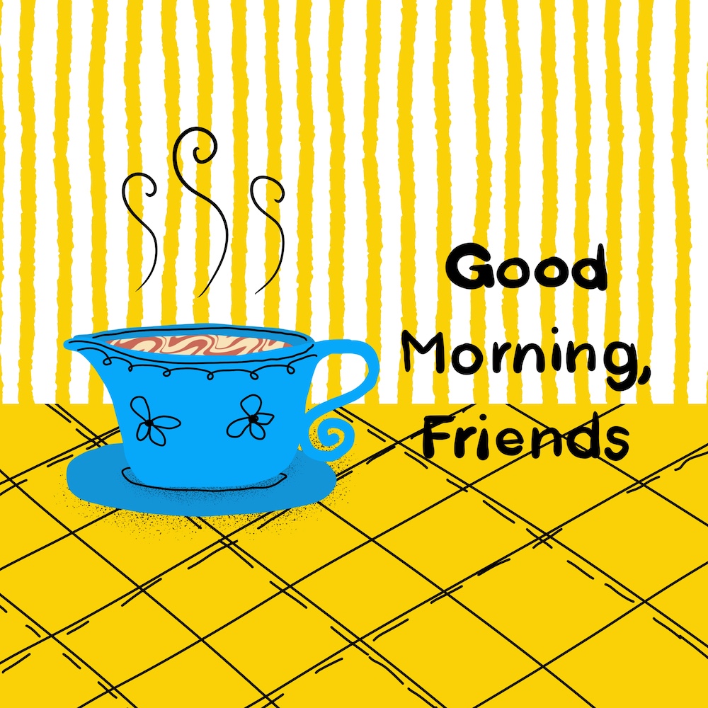 midcentury morning coffee "Good Morning, Friends by Sheri42