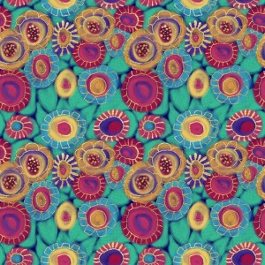 bold abstract flower pattern with gold details by Sheri42