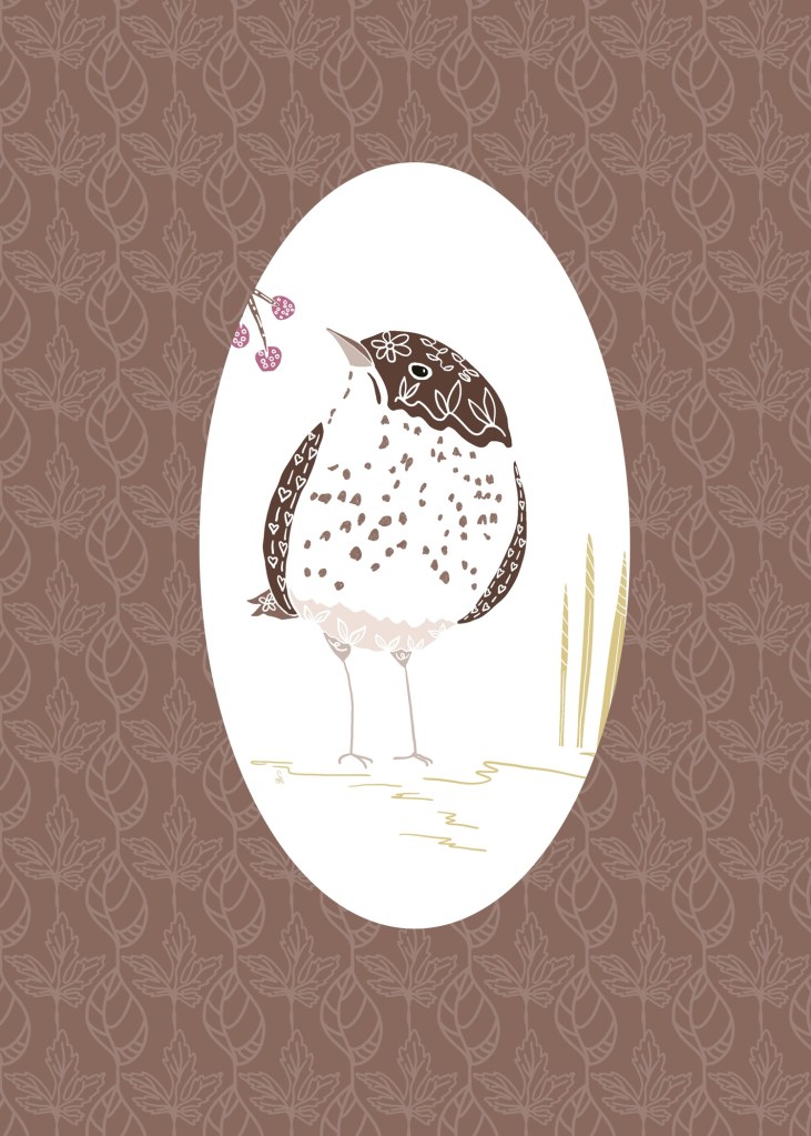 folk art style hermit thrush by Sheri42