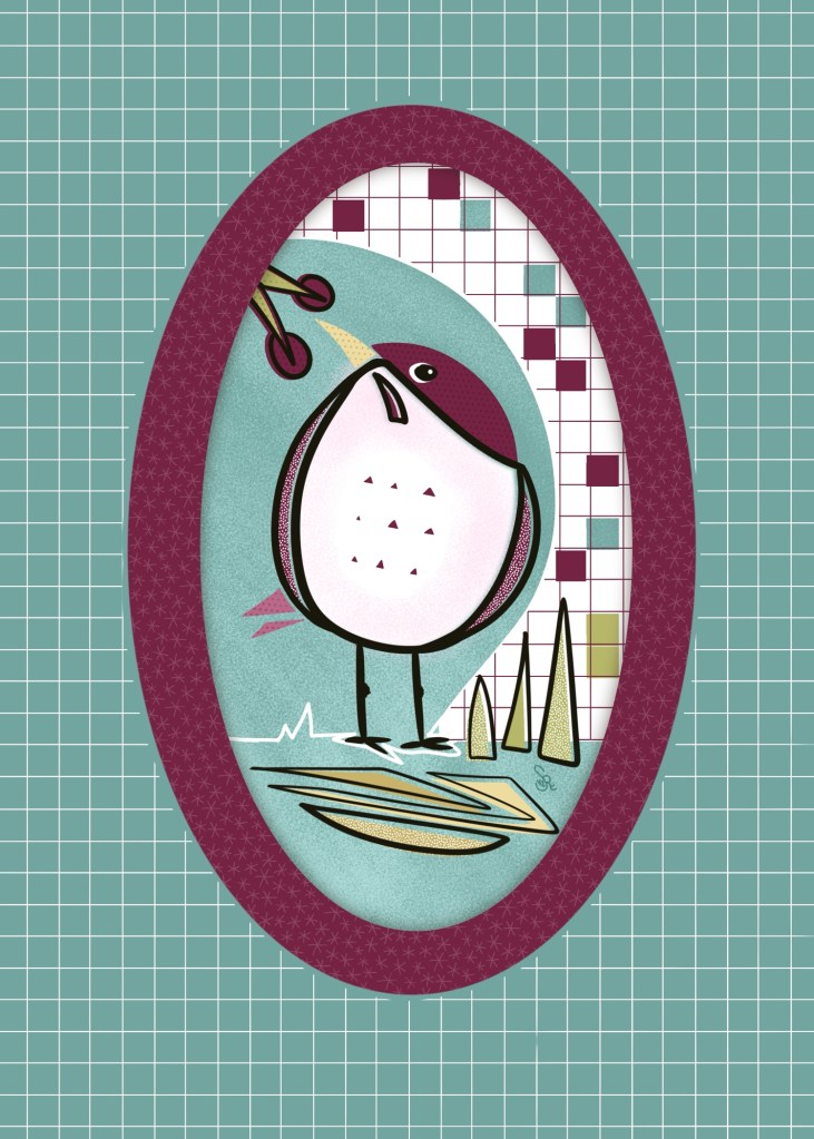 midcentury style hermit thrush by Sheri42