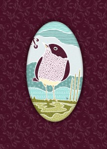 silk painting style hermit thrush by Sheri42