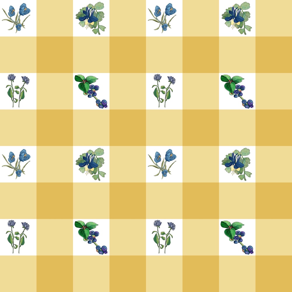 Wheat Gold Checks and Wildflowers by Sheri 42