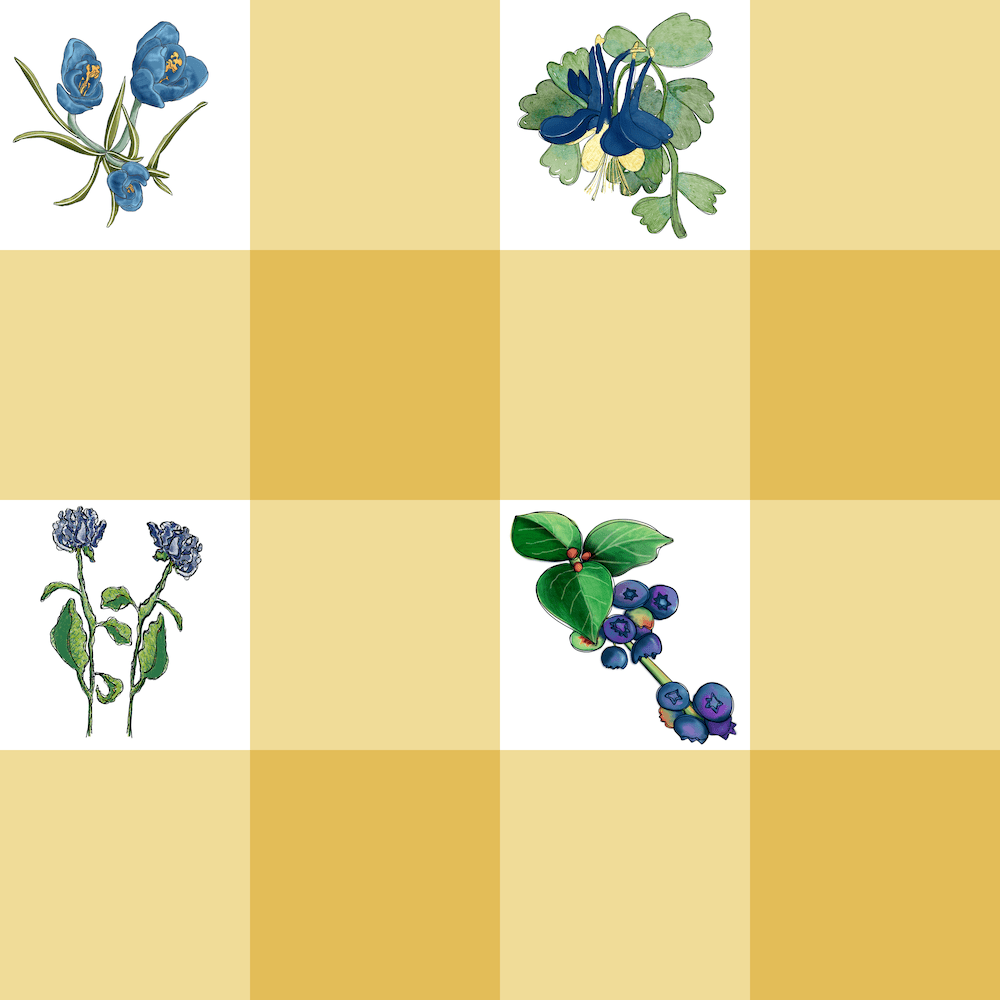 Wheat Gold Checks and wildflowers by Sheri 42