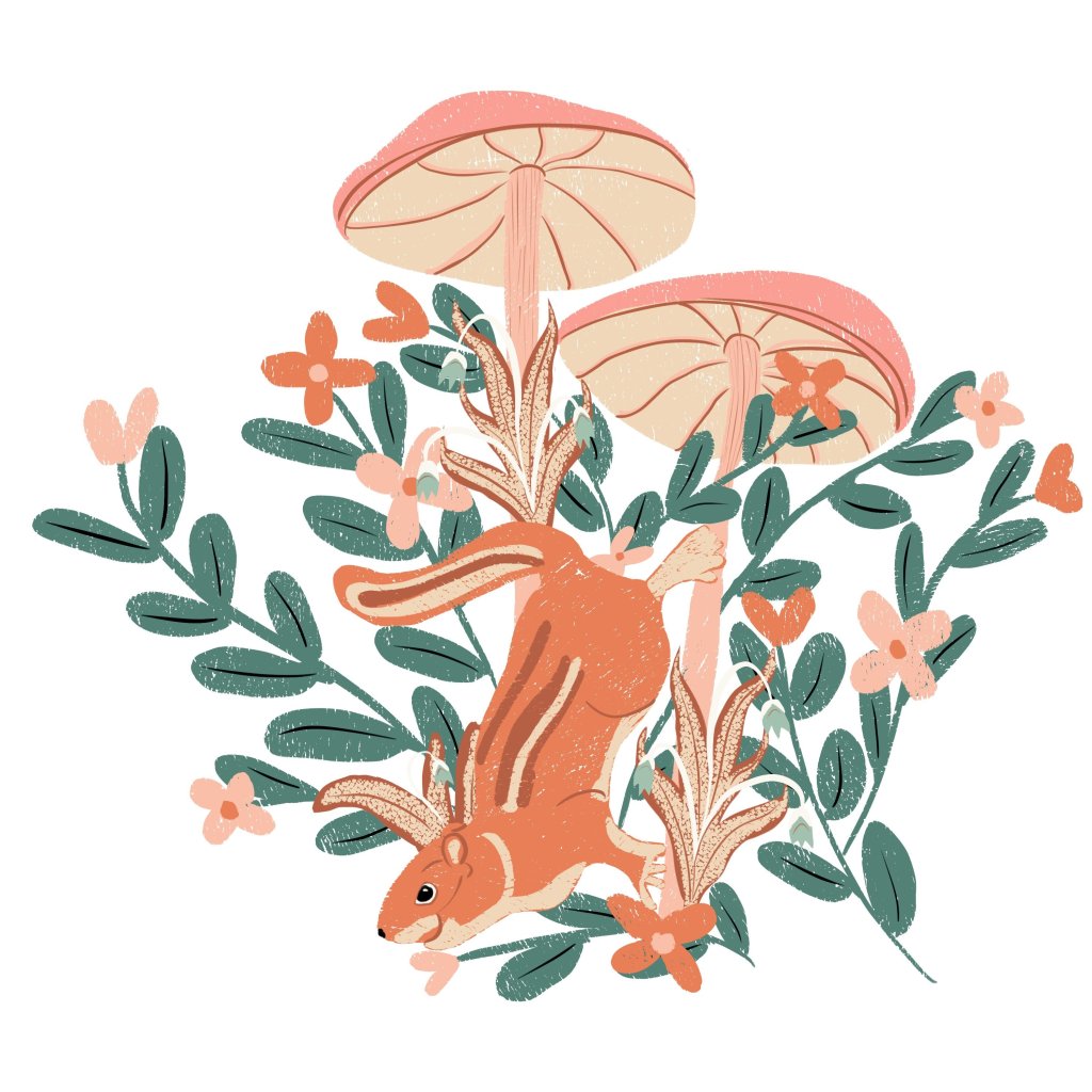 squirrel happy mushrooms by Sheri42