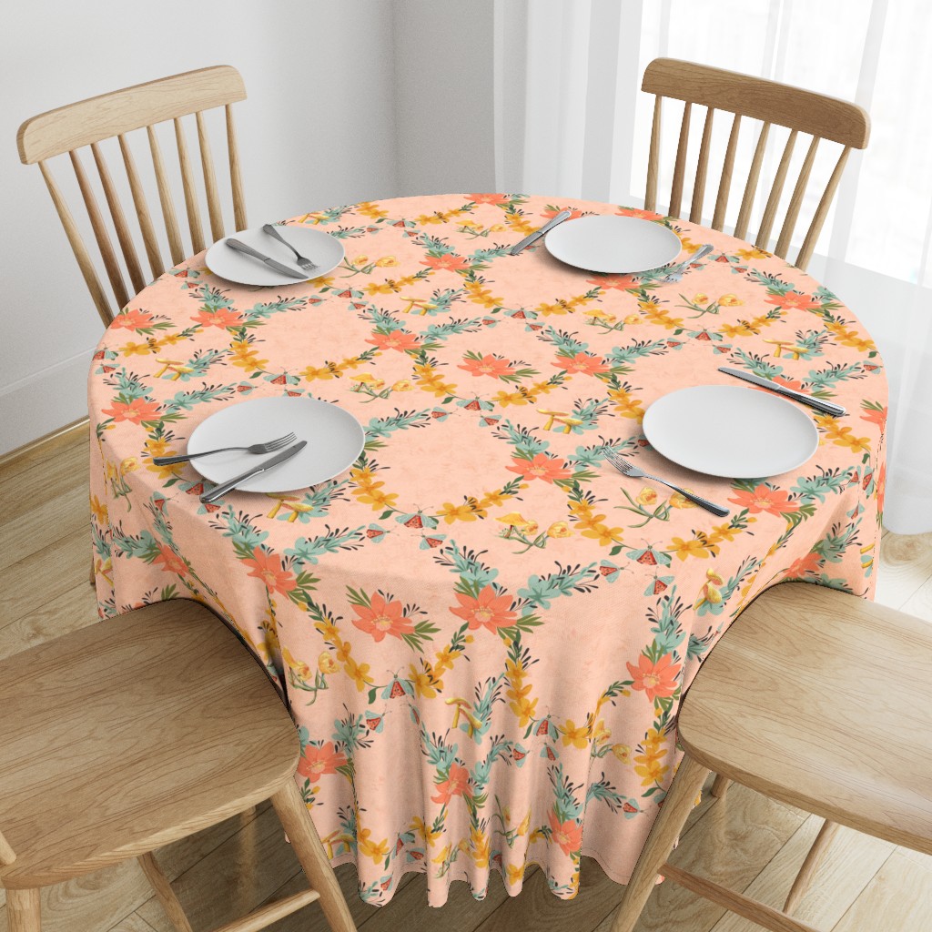 Forest Botanicals Wildflowers Fungi Garden large tablecloth by Sheri42