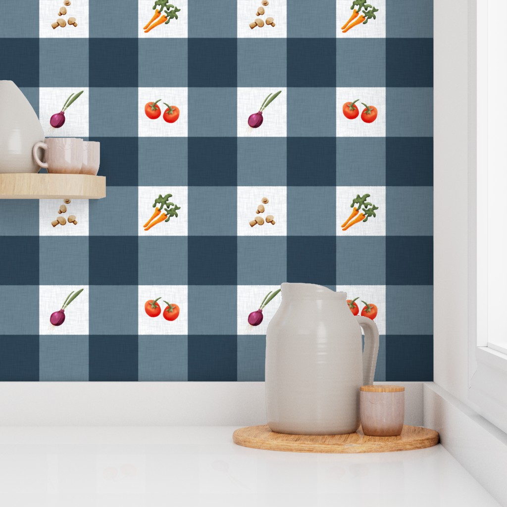 Farmer Market Gingham Blue Soup wallpaper by Sheri42
