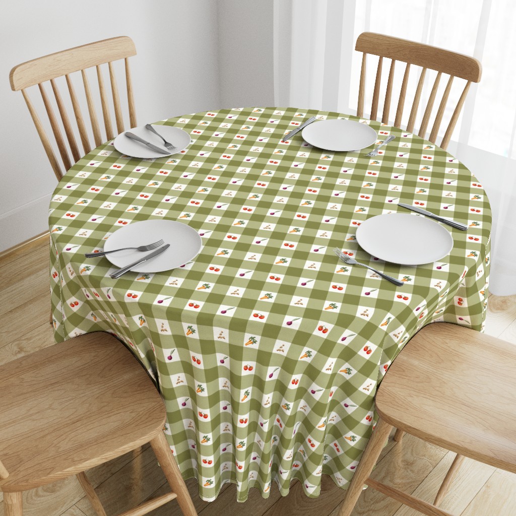 Farmers Market Gingham olive soup tablecloth by Sheri42