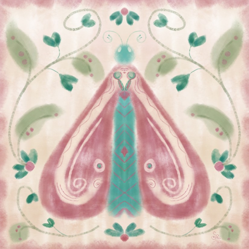 watercolor moth made with my soft hued color brush -- Sheri42