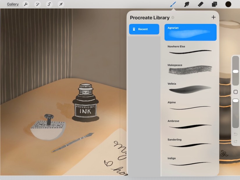 new Procreate brushes used for ink illustration by Sheri42