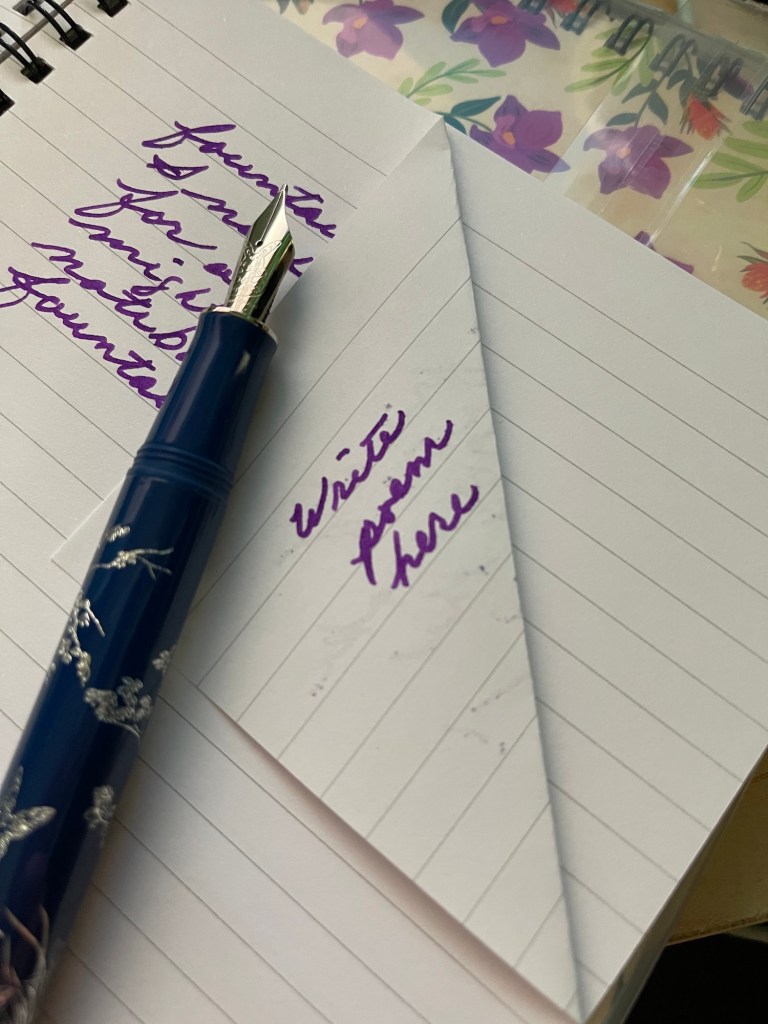 writing with a fountain pen in the new notebooks