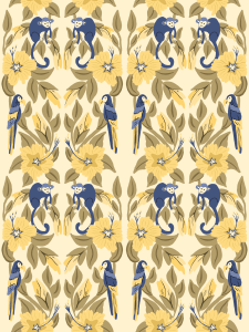 Jungle Nursery with monkeys and parrots in soft yellows and blues by Sheri42