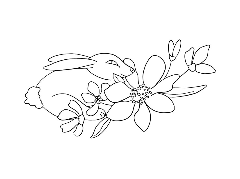 initial sketch for spring: bunny in the flowers by Sheri42