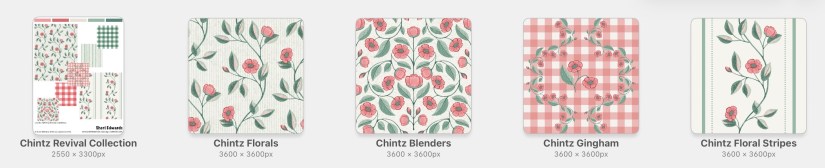 Screenshot of my Procreate gallery of myChintz Revival Collection by Sheri42