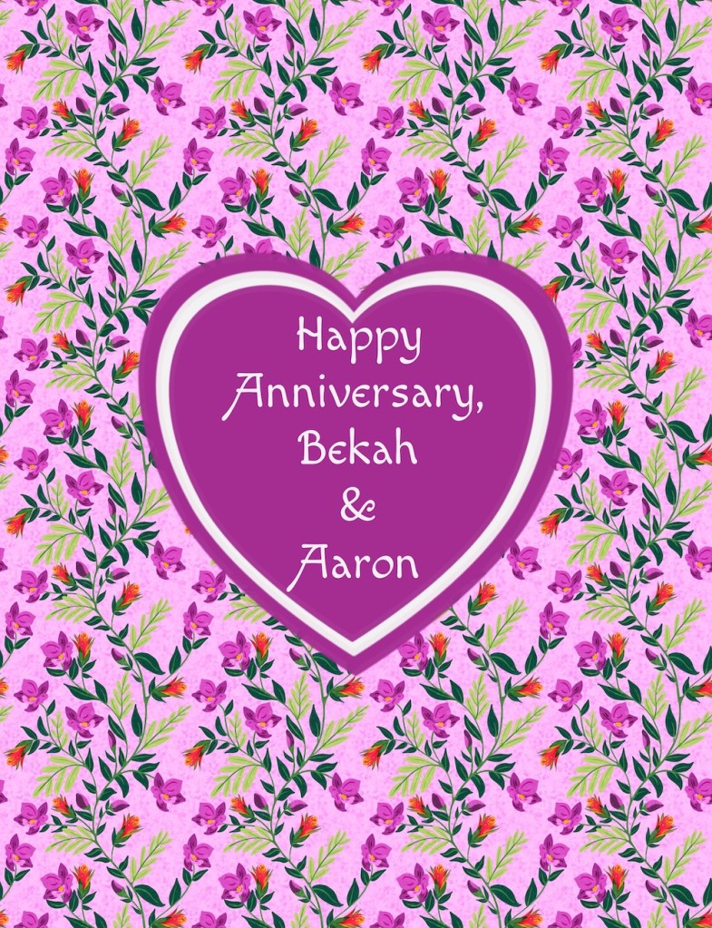 hothouse tropical floral pattern with anniversary greeting by Sheri42