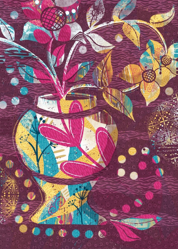 mixed media vase and flowers by Sheri42