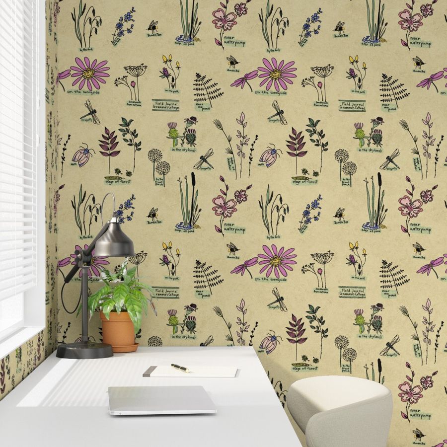 Herbarium Botanical Field Journal for Gramma’s Cottage wallpaper by Sheri42 on Spoonflower