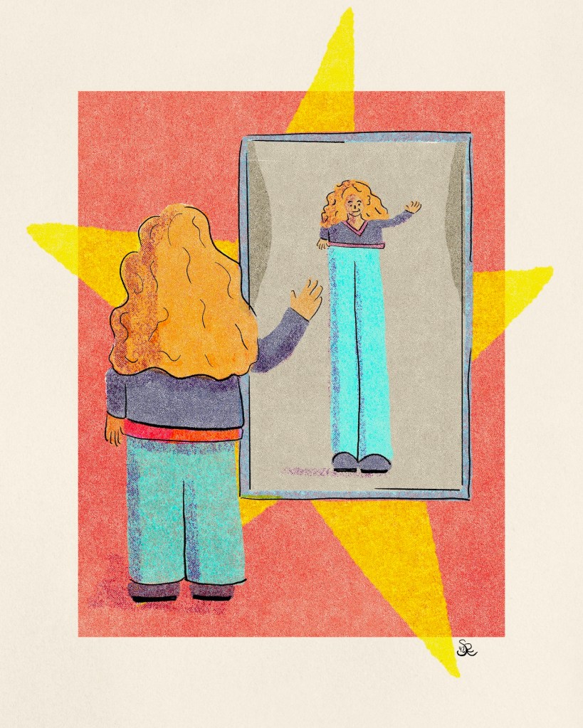 carnival funhouse mirror by Sheri42 in retro print style