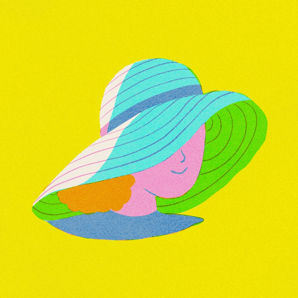 retro colors print shop style: girl in hat by Sheri42