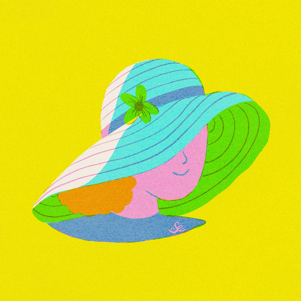 retro colors print shop style: girl in hat by Sheri42