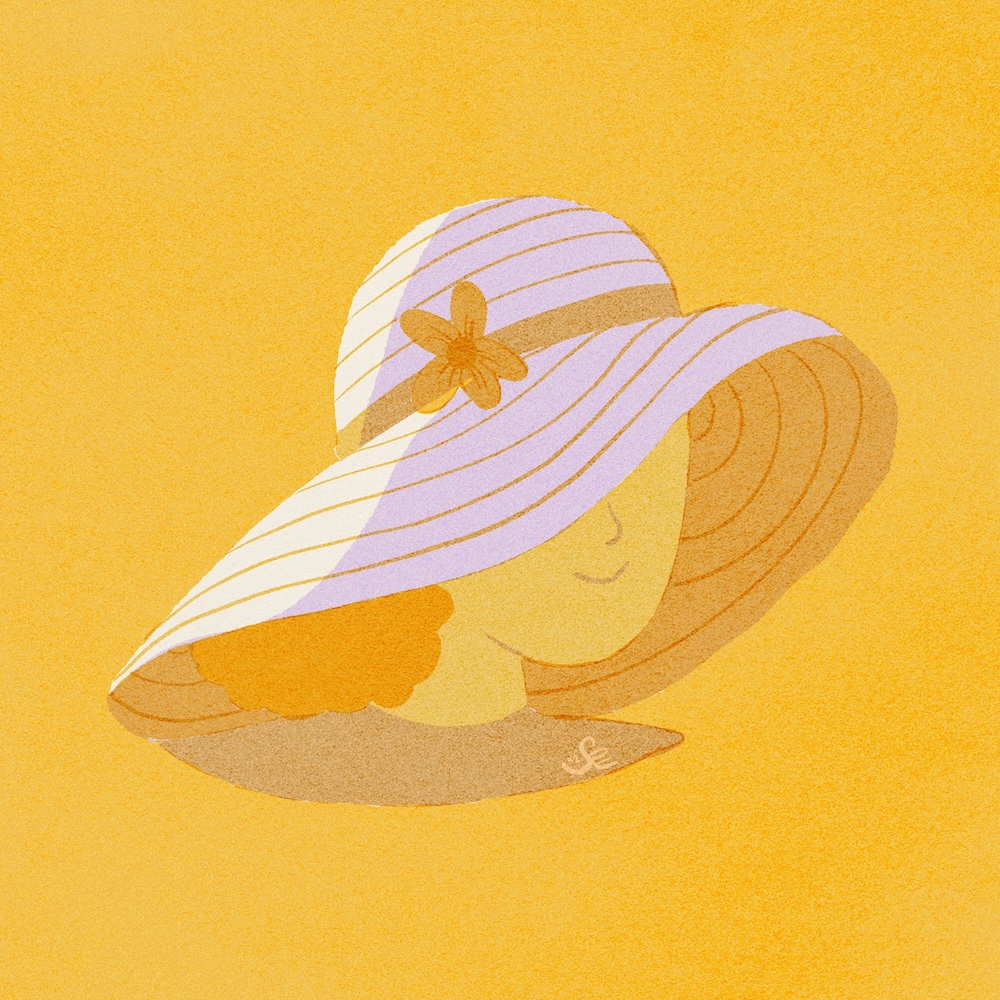 retro colors print shop style: girl in hat by Sheri42 -- analogous colors