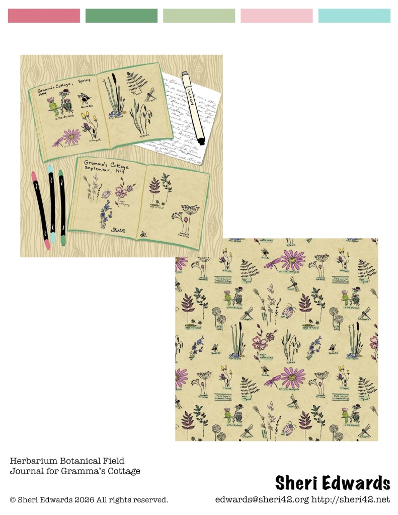 tear sheet for Herbarium Botanical Field Journal for Gramma's Cottage collection by Sheri42
