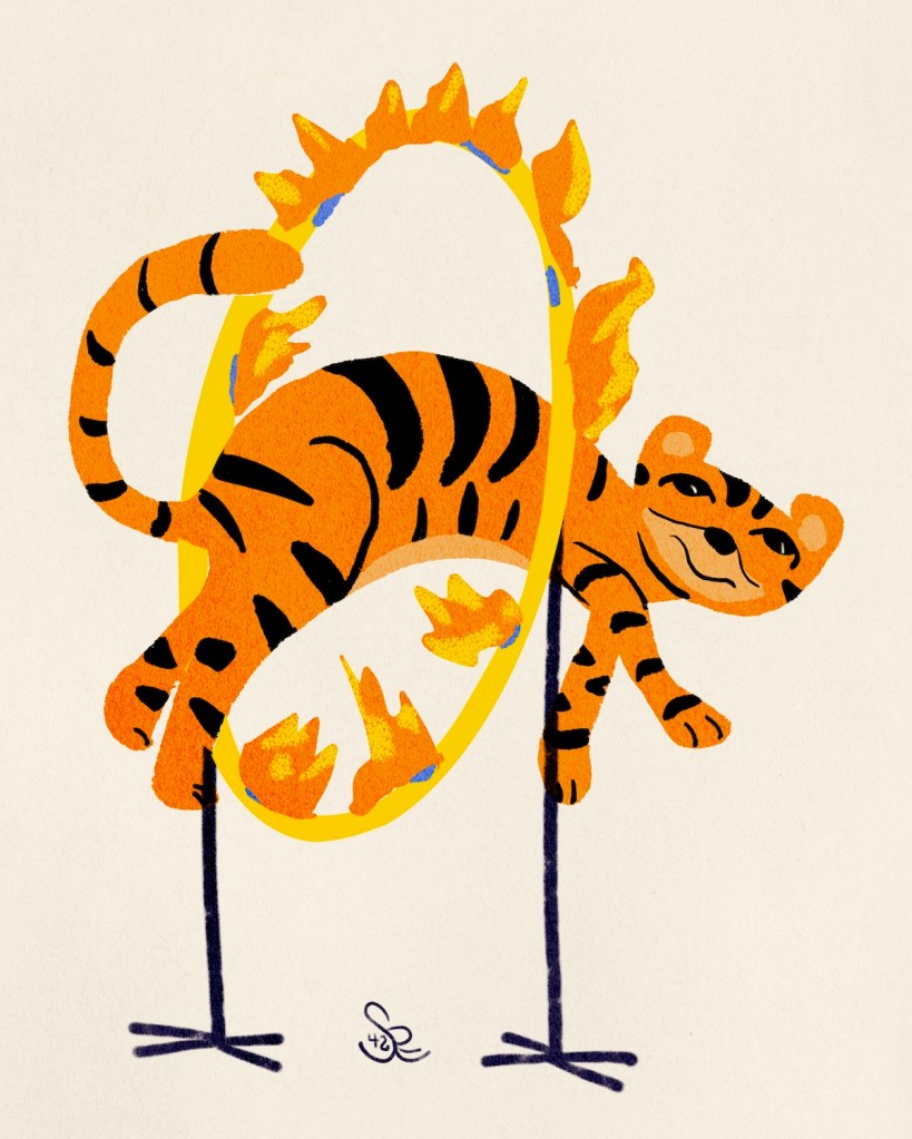 tiger jumping through fire by Sheri42