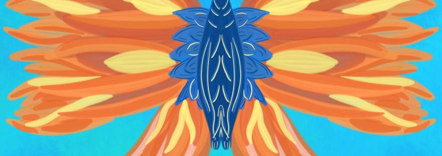 butterfly with wildfire for wings