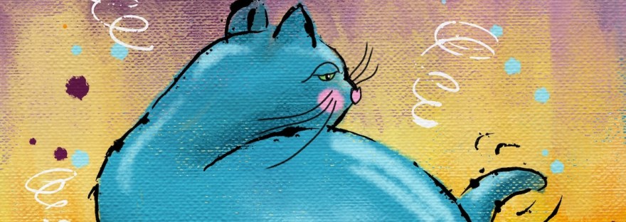 Blue cat asking "Are you bothering me again?" as her tail twitches. by Sheri42