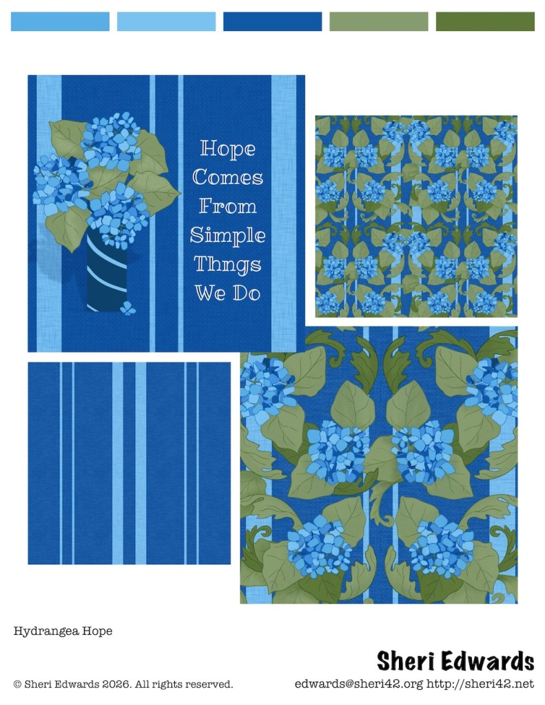 tear sheet of Hydrangea Hope Collection: hydrangea and stripes by Sheri42