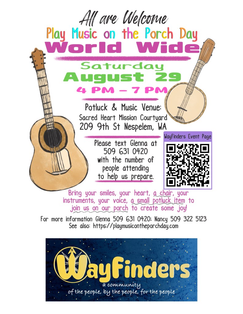 Play Music on the Porch Day Poster for local community event by WayFinders. Created by Sheri42