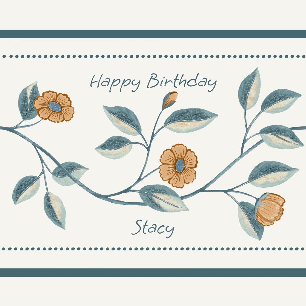 Birthday Card created on floral surface design pattern by Sheri42