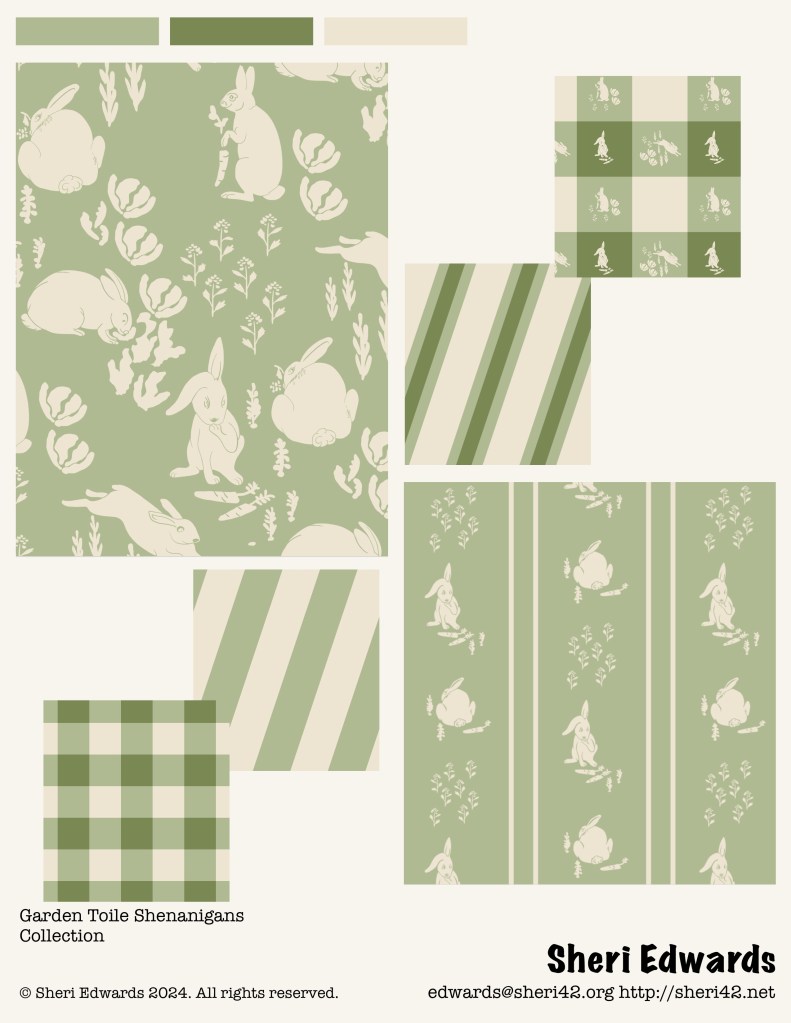 Garden Toile Shenanigans Collection: Rabbits in the Garden by Sheri42