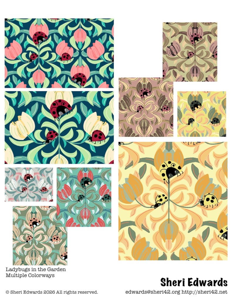 multiple color ways of ladybugs in the garden by Sheri42