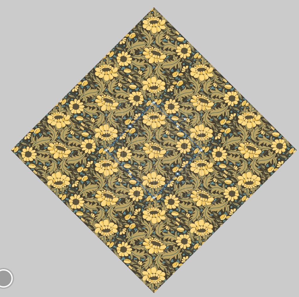 template with the original diamond design inside -- the only place actually inked: all the rest fills in as I ink the motifs. / Sheri42