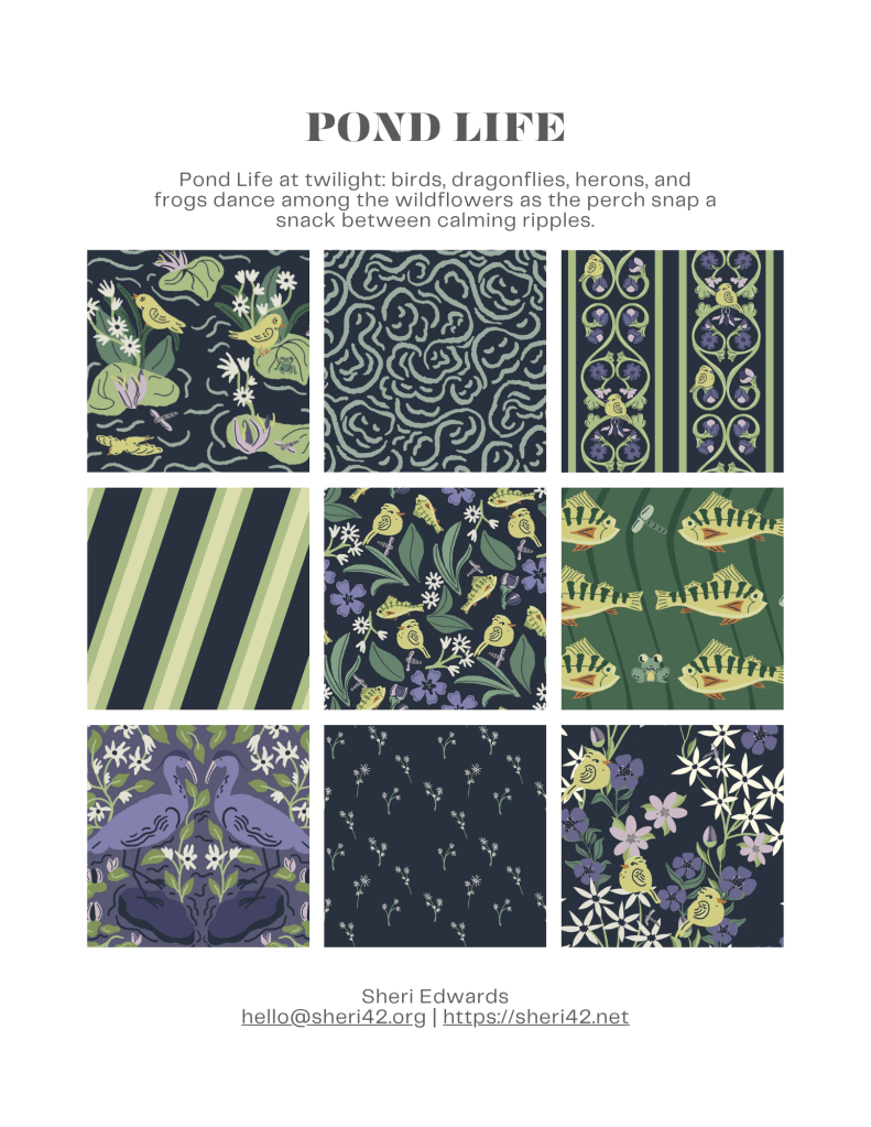 Pond Life: nine coordinating patterns by Sheri42